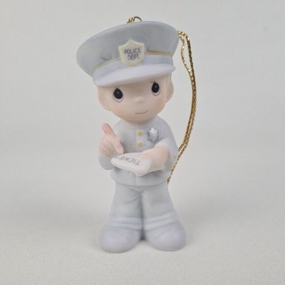 Precious Moments 102377 Trust and Obey Policeman Porcelain Christmas Ornament - Picture 4 of 7